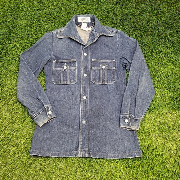 Vintage 80s Wrangler Jacket XS 17x29 Dark-Wash - Picture 1 of 12